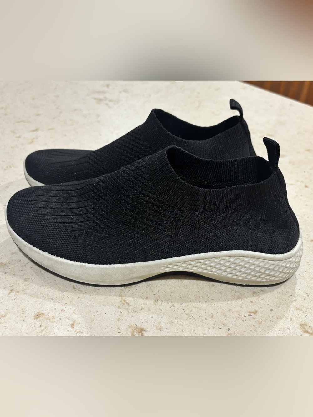 Tommy Bahama Black Slip-On Knit Sneakers with White Sole Women’s